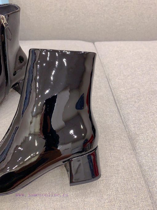 Prada's new triangle logo thick heel short boots, classic triangle logo decoration exquisiteshyjwzwq - Image 7