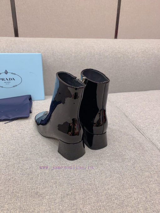 Prada's new triangle logo thick heel short boots, classic triangle logo decoration exquisiteshyjwzwq - Image 9
