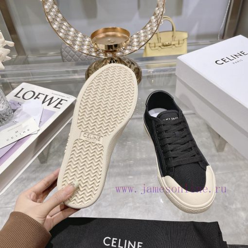 Celine 2024 Spring/Summer New Collection: Splicing Leather Triumphal Arch Logo Biscuit Flat r0nwzm1e - Image 9