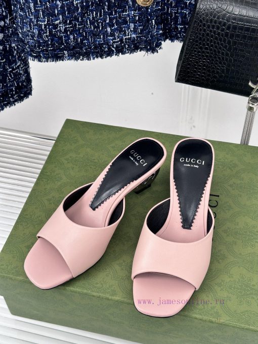 Gucci24S Spring/Summer New Product: Double G Heel Slippers Made of Imported Small Leather Inpndn9xxh - Image 3