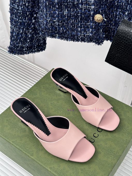 Gucci24S Spring/Summer New Product: Double G Heel Slippers Made of Imported Small Leather Inpndn9xxh - Image 4