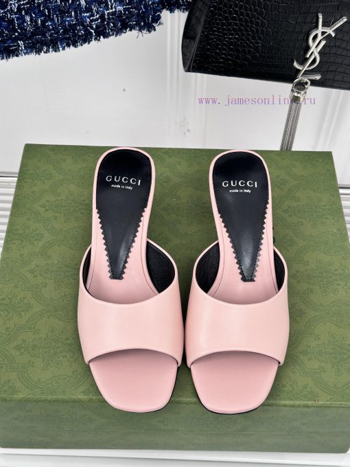 Gucci24S Spring/Summer New Product: Double G Heel Slippers Made of Imported Small Leather Inpndn9xxh - Image 5
