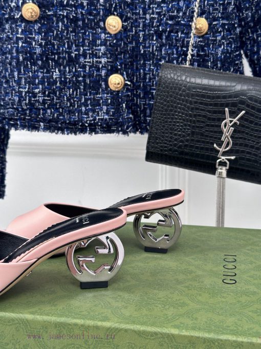 Gucci24S Spring/Summer New Product: Double G Heel Slippers Made of Imported Small Leather Inpndn9xxh - Image 7