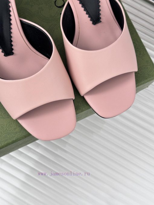 Gucci24S Spring/Summer New Product: Double G Heel Slippers Made of Imported Small Leather Inpndn9xxh - Image 8