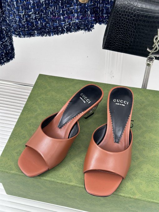 Gucci24S Spring/Summer New Product: Double G Heel Slippers Made of Imported Small Leather Inst69iubt - Image 3