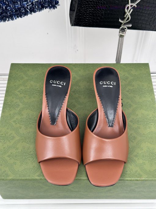 Gucci24S Spring/Summer New Product: Double G Heel Slippers Made of Imported Small Leather Inst69iubt - Image 5