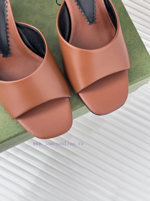 Gucci24S Spring/Summer New Product: Double G Heel Slippers Made of Imported Small Leather Inst69iubt - Image 8