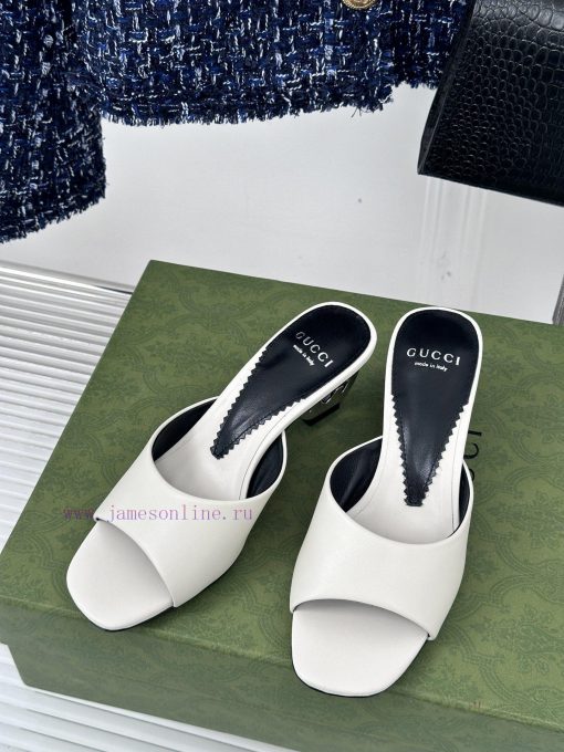 Gucci24S Spring/Summer New Product: Double G Heel Slippers Made of Imported Small Leather In8t8a5jn0 - Image 3