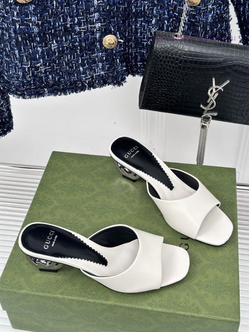 Gucci24S Spring/Summer New Product: Double G Heel Slippers Made of Imported Small Leather In8t8a5jn0 - Image 4