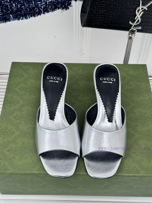 Gucci24S Spring/Summer New Product: Double G Heel Slippers Made of Imported Small Leather Ino1er36qz - Image 5