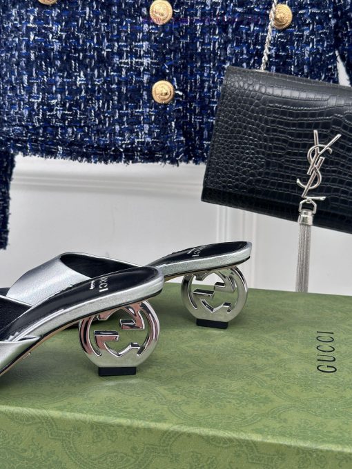 Gucci24S Spring/Summer New Product: Double G Heel Slippers Made of Imported Small Leather Ino1er36qz - Image 7
