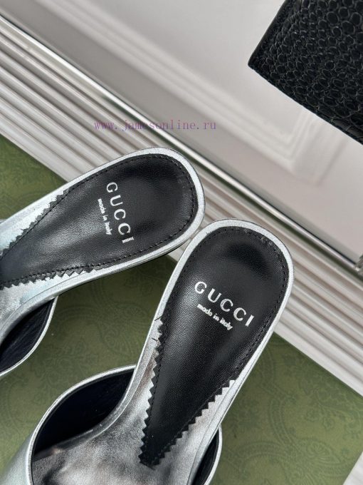 Gucci24S Spring/Summer New Product: Double G Heel Slippers Made of Imported Small Leather Ino1er36qz - Image 9