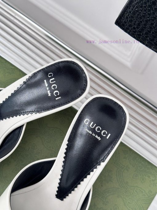 Gucci24S Spring/Summer New Product: Double G Heel Slippers Made of Imported Small Leather In8t8a5jn0 - Image 9