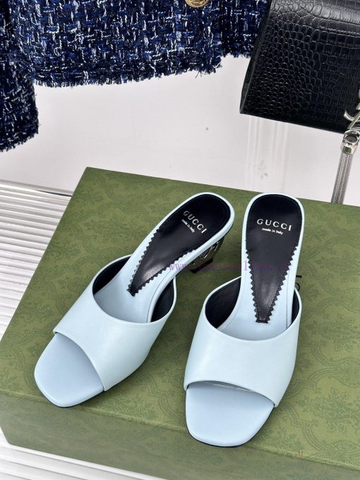 Gucci24S Spring/Summer New Product: Double G Heel Slippers Made of Imported Small Leather Inma42uupc - Image 3