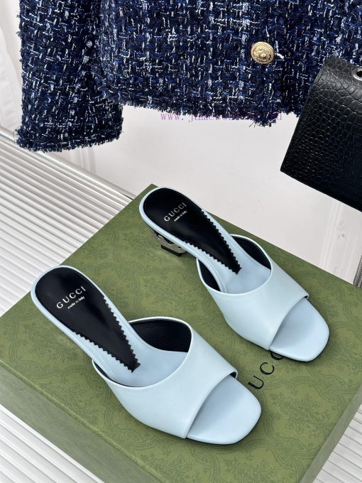 Gucci24S Spring/Summer New Product: Double G Heel Slippers Made of Imported Small Leather Inma42uupc - Image 4