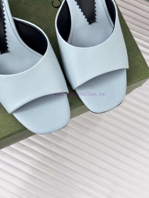 Gucci24S Spring/Summer New Product: Double G Heel Slippers Made of Imported Small Leather Inma42uupc - Image 8