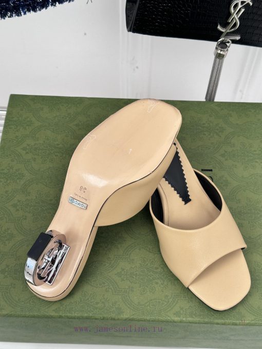Gucci24S Spring/Summer New Product: Double G Heel Slippers Made of Imported Small Leather In39qzpd58 - Image 10