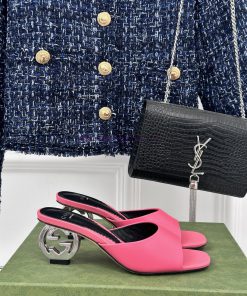 Gucci24S Spring/Summer New Product: Double G Heel Slippers Made of Imported Small Leather In6ljpgoap