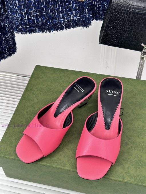 Gucci24S Spring/Summer New Product: Double G Heel Slippers Made of Imported Small Leather In6ljpgoap - Image 3