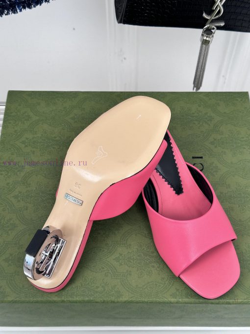 Gucci24S Spring/Summer New Product: Double G Heel Slippers Made of Imported Small Leather In6ljpgoap - Image 10