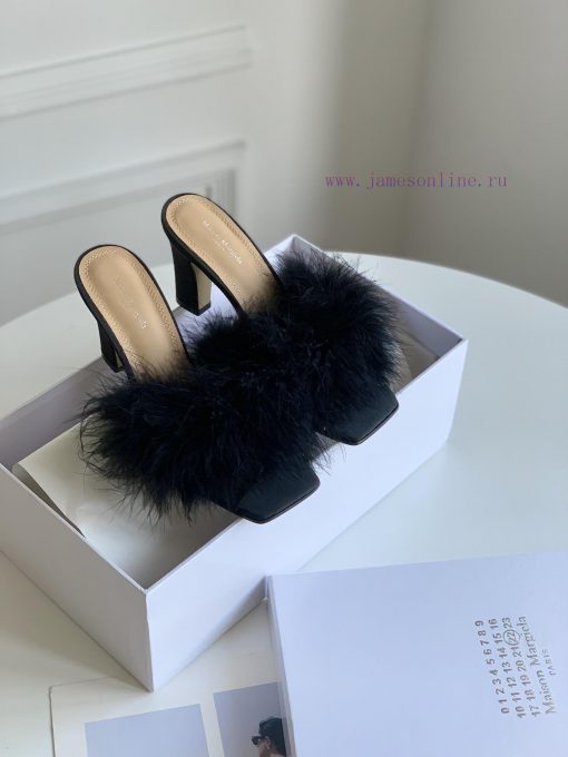 High quality Maison Margiela MM6 new slippersUpper mink fur lining sheepskin heel height 5.5extzphgm - Image 2