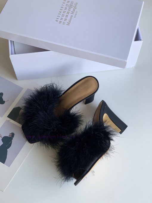 High quality Maison Margiela MM6 new slippersUpper mink fur lining sheepskin heel height 5.5extzphgm - Image 7