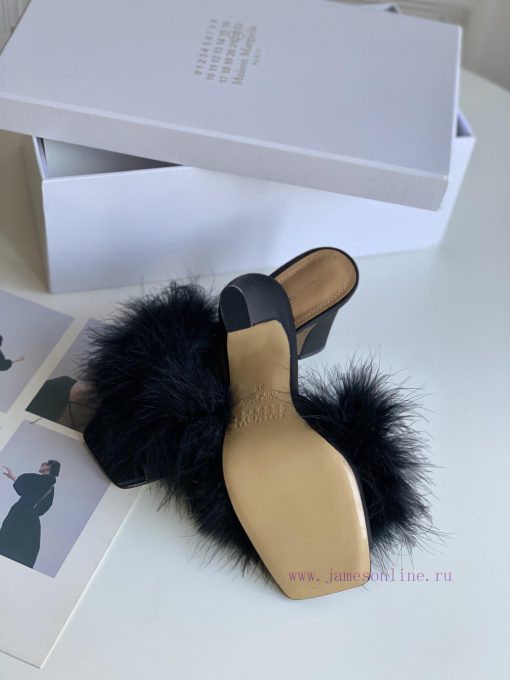 High quality Maison Margiela MM6 new slippersUpper mink fur lining sheepskin heel height 5.5extzphgm - Image 8
