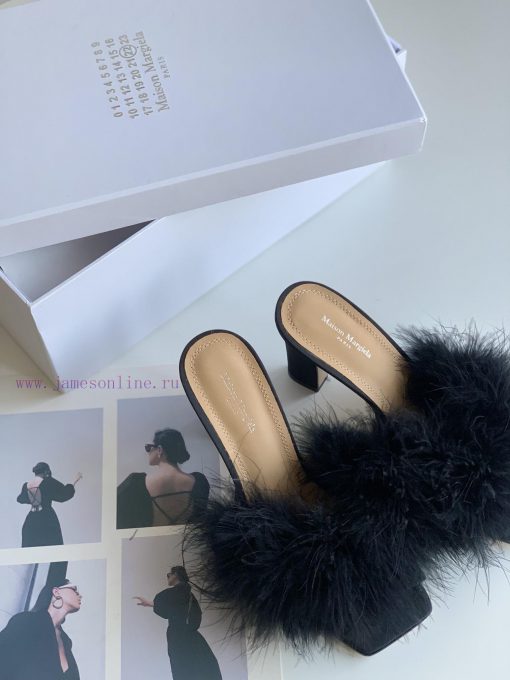 High quality Maison Margiela MM6 new slippersUpper mink fur lining sheepskin heel height 5.5extzphgm - Image 10