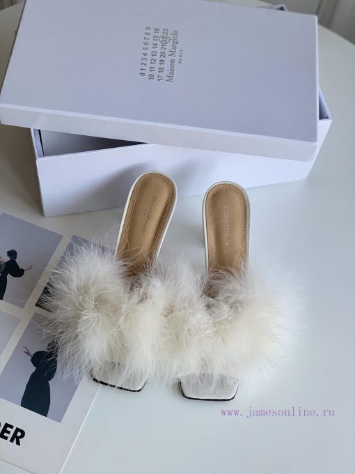 High quality Maison Margiela MM6 new slippersUpper mink fur lining sheepskin heel height 5.5wj76ohps - Image 2