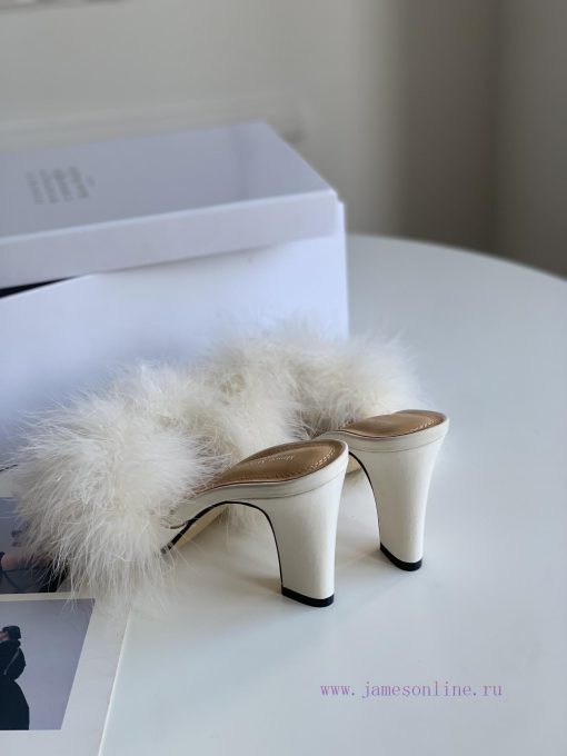 High quality Maison Margiela MM6 new slippersUpper mink fur lining sheepskin heel height 5.5wj76ohps - Image 4