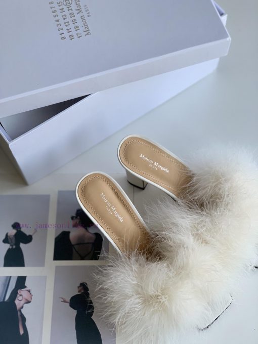 High quality Maison Margiela MM6 new slippersUpper mink fur lining sheepskin heel height 5.5wj76ohps - Image 7