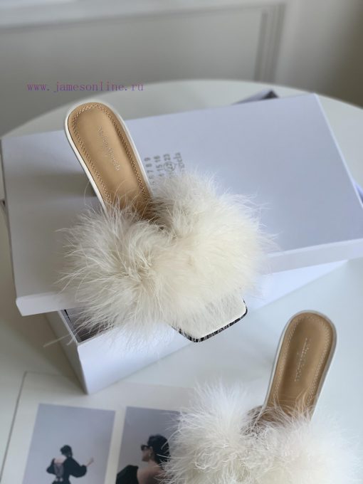 High quality Maison Margiela MM6 new slippersUpper mink fur lining sheepskin heel height 5.5wj76ohps - Image 8