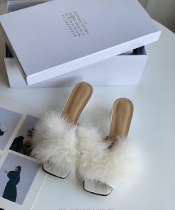 High quality Maison Margiela MM6 new slippersUpper mink fur lining sheepskin heel height 5.543ss1rbq