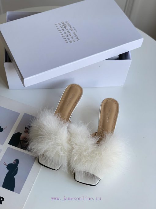 High quality Maison Margiela MM6 new slippersUpper mink fur lining sheepskin heel height 5.543ss1rbq