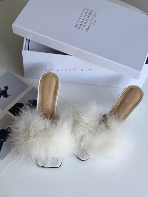 High quality Maison Margiela MM6 new slippersUpper mink fur lining sheepskin heel height 5.5wj76ohps - Image 9