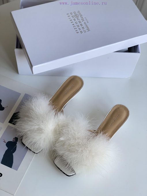 High quality Maison Margiela MM6 new slippersUpper mink fur lining sheepskin heel height 5.543ss1rbq - Image 7