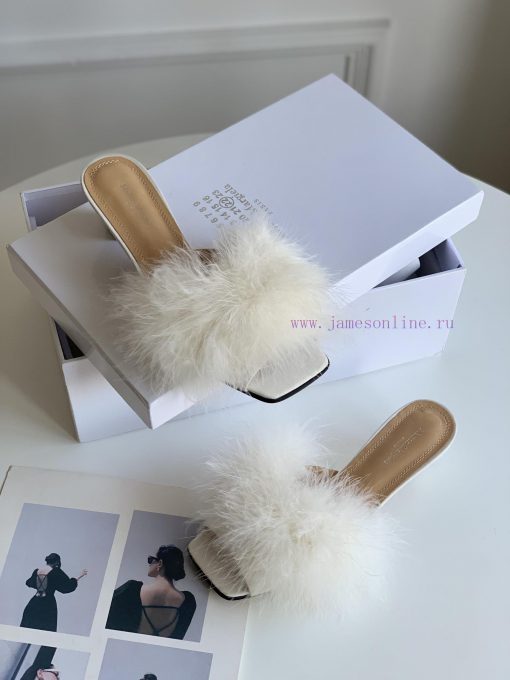 High quality Maison Margiela MM6 new slippersUpper mink fur lining sheepskin heel height 5.543ss1rbq - Image 9