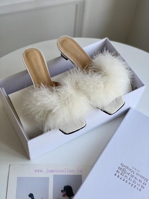 High quality Maison Margiela MM6 new slippersUpper mink fur lining sheepskin heel height 5.543ss1rbq - Image 10
