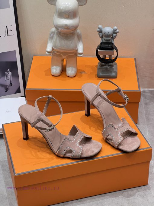 top-levelH Home 2024 SS New HERME * S Recently Popular Sandals Paired with Various Colored Sap1t2ars - Image 5