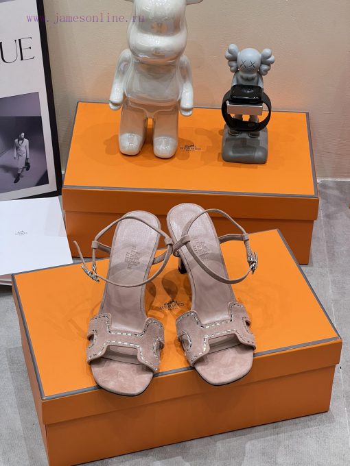 top-levelH Home 2024 SS New HERME * S Recently Popular Sandals Paired with Various Colored Sap1t2ars - Image 6