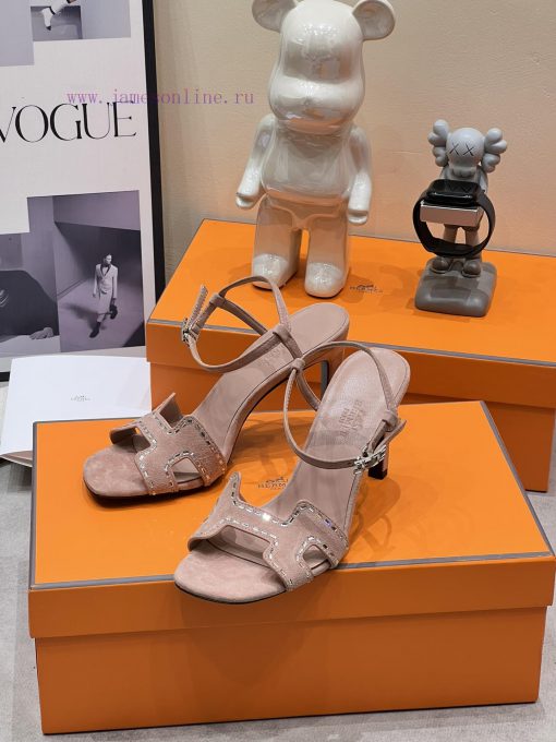 top-levelH Home 2024 SS New HERME * S Recently Popular Sandals Paired with Various Colored Sap1t2ars - Image 7