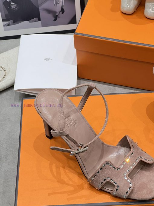 top-levelH Home 2024 SS New HERME * S Recently Popular Sandals Paired with Various Colored Sap1t2ars - Image 9