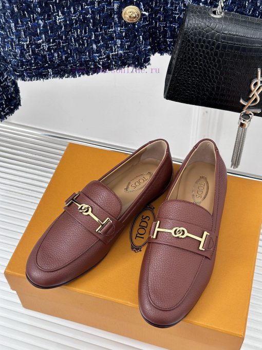 Tods Classic Coarse Heel Horseneck BuckleLefu shoesSignature T-shaped buckle, simple and exqw6v2phw1 - Image 3