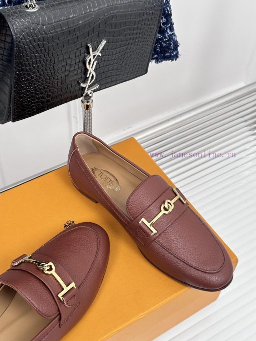 Tods Classic Coarse Heel Horseneck BuckleLefu shoesSignature T-shaped buckle, simple and exqw6v2phw1 - Image 6