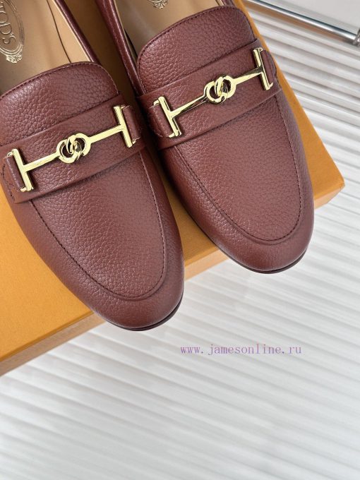 Tods Classic Coarse Heel Horseneck BuckleLefu shoesSignature T-shaped buckle, simple and exqw6v2phw1 - Image 8