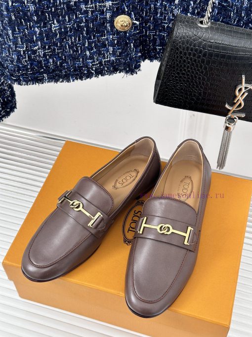 Tods Classic Coarse Heel Horseneck BuckleLefu shoesSignature T-shaped buckle, simple and exqczx75u7m - Image 3
