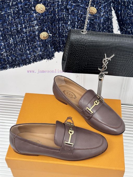 Tods Classic Coarse Heel Horseneck BuckleLefu shoesSignature T-shaped buckle, simple and exqczx75u7m - Image 4