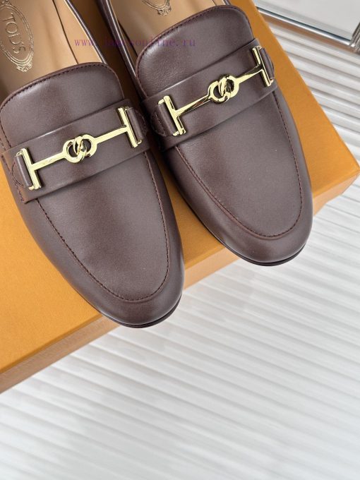 Tods Classic Coarse Heel Horseneck BuckleLefu shoesSignature T-shaped buckle, simple and exqczx75u7m - Image 8