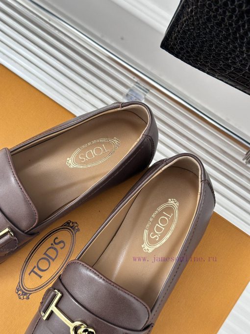 Tods Classic Coarse Heel Horseneck BuckleLefu shoesSignature T-shaped buckle, simple and exqczx75u7m - Image 9