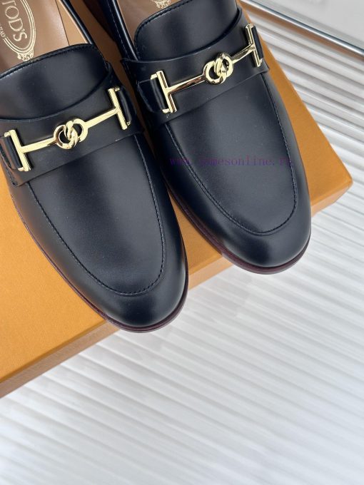 Tods Classic Coarse Heel Horseneck BuckleLefu shoesSignature T-shaped buckle, simple and exqhf4f9ch8 - Image 8